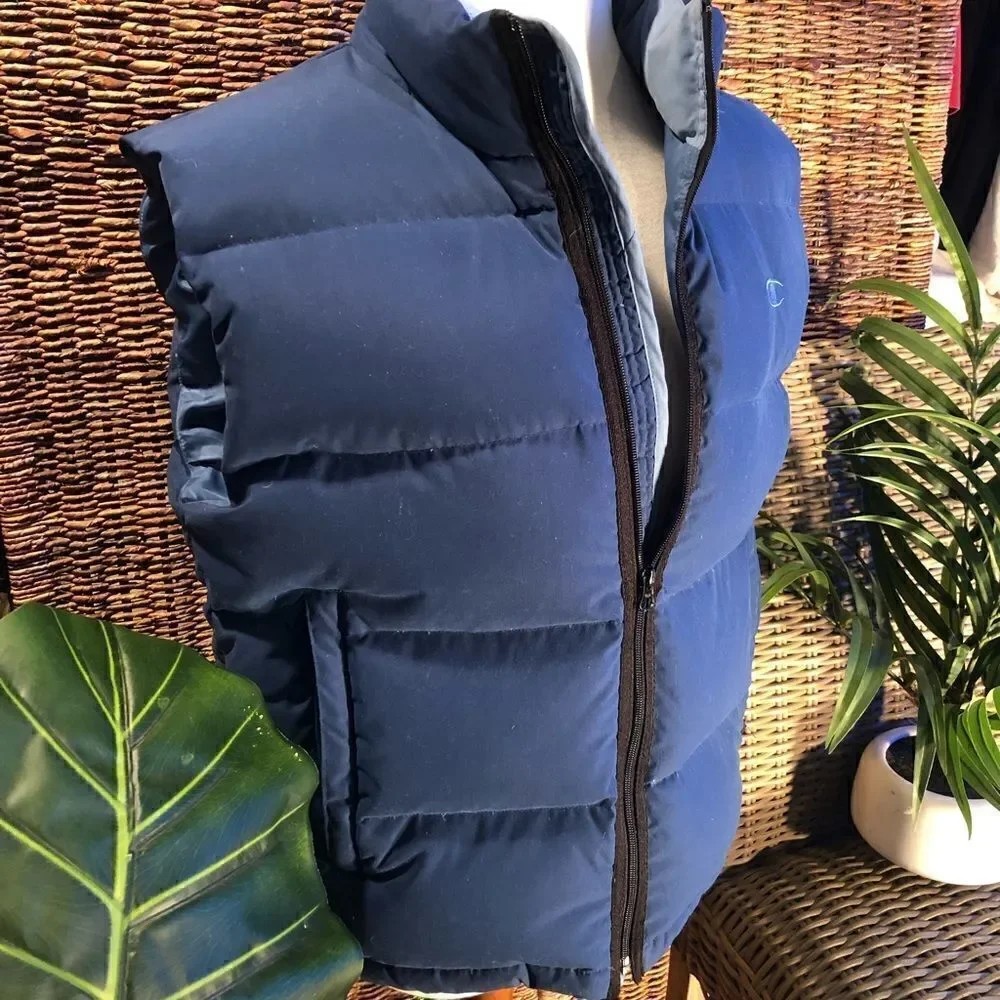 Champion Navy Blue Down Puffer Vest Size Small-EUC